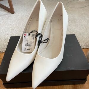 Zara Cream High Heel Pumps NWT